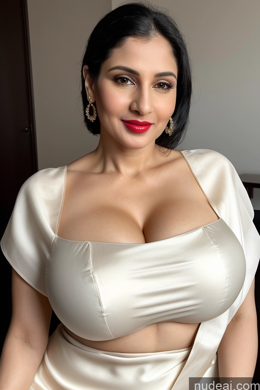 related ai porn images free for Woman One Huge Boobs Beautiful Lipstick Fairer Skin 40s Black Hair Slicked White Close-up View Sari Cleavage Simple