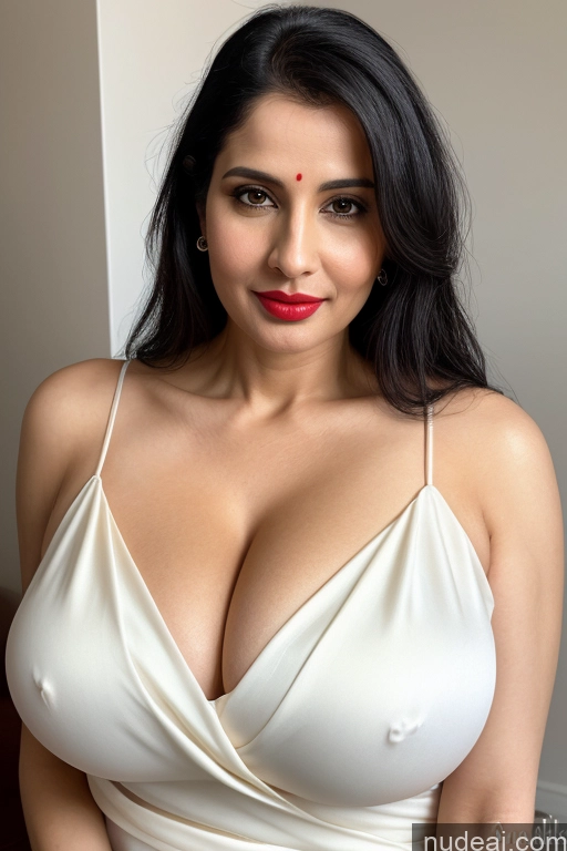 related ai porn images free for Woman One Huge Boobs Beautiful Lipstick Fairer Skin 40s Black Hair Slicked White Close-up View Sari Cleavage Simple