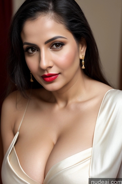 related ai porn images free for Woman One Huge Boobs Beautiful Lipstick Fairer Skin 40s Black Hair Slicked White Close-up View Sari Cleavage Simple