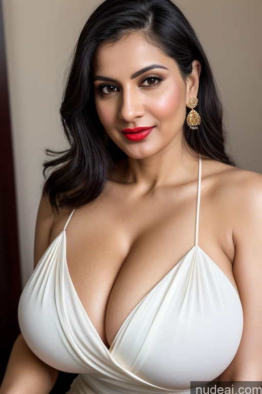 related ai porn images free for Woman One Huge Boobs Beautiful Lipstick Fairer Skin 40s Black Hair Slicked White Close-up View Sari Cleavage Simple