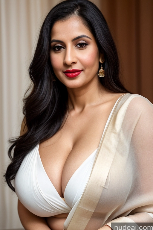 related ai porn images free for Woman One Huge Boobs Beautiful Lipstick Fairer Skin 40s Black Hair Slicked White Close-up View Sari Cleavage Simple