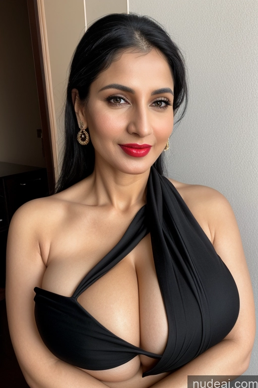 related ai porn images free for Woman One Huge Boobs Beautiful Lipstick Fairer Skin 40s Black Hair Slicked White Close-up View Sari Cleavage Simple