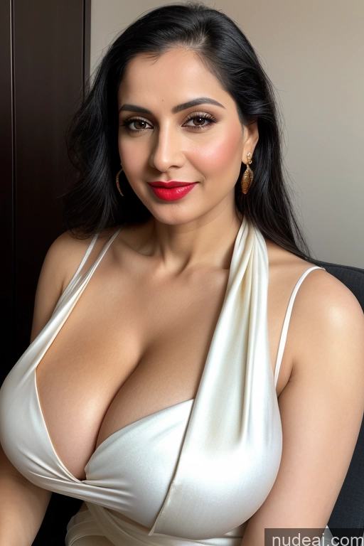 related ai porn images free for Woman One Huge Boobs Beautiful Lipstick Fairer Skin 40s Black Hair Slicked White Close-up View Sari Cleavage Simple