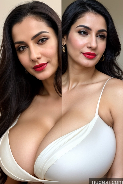 related ai porn images free for Woman One Huge Boobs Beautiful Lipstick Fairer Skin 40s Black Hair Slicked White Close-up View Sari Cleavage Simple