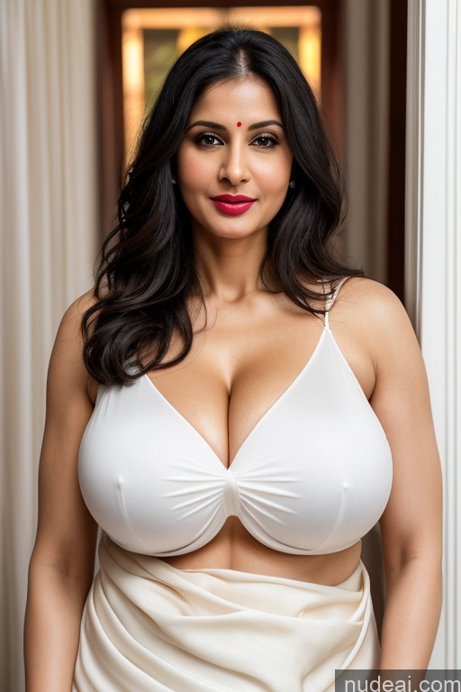 related ai porn images free for Woman One Huge Boobs Beautiful Lipstick Fairer Skin 40s Black Hair Slicked White Sari Cleavage Simple