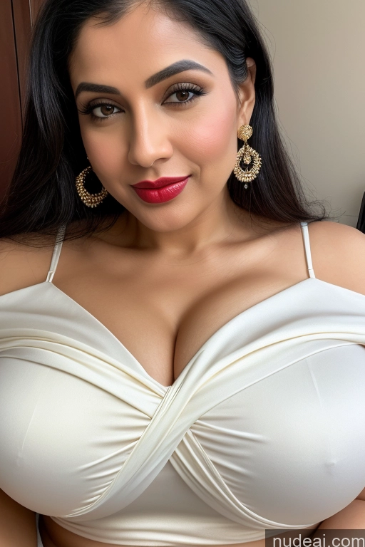 related ai porn images free for Woman One Huge Boobs Beautiful Lipstick Fairer Skin 40s Black Hair Slicked White Close-up View Sari Cleavage Simple