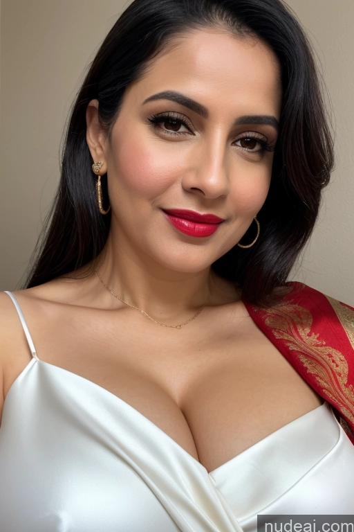 related ai porn images free for Woman One Huge Boobs Beautiful Lipstick Fairer Skin 40s Black Hair Slicked White Close-up View Sari Cleavage Simple