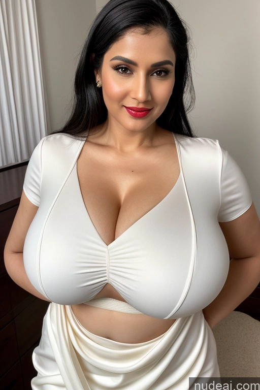 related ai porn images free for Woman One Huge Boobs Beautiful Lipstick Fairer Skin 40s Black Hair Slicked White Sari Cleavage Simple Close-up View Perfect Boobs