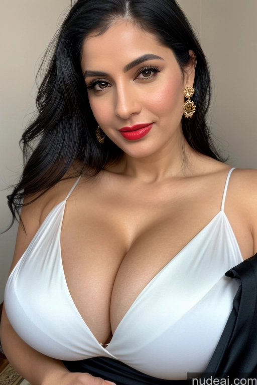 related ai porn images free for Woman One Huge Boobs Beautiful Lipstick Fairer Skin 40s Black Hair White Sari Cleavage Simple Close-up View Slicked