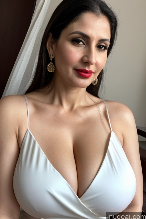 related ai porn images free for Woman One Huge Boobs Beautiful Lipstick Fairer Skin 40s Slicked White Close-up View Sari Cleavage