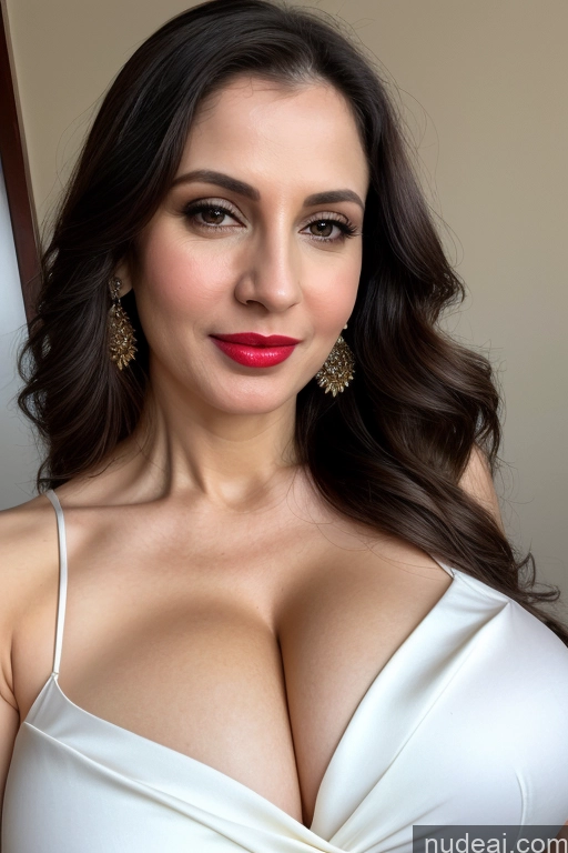 related ai porn images free for Woman One Huge Boobs Beautiful Lipstick Fairer Skin 40s Slicked White Close-up View Sari Cleavage