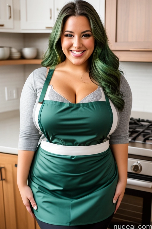 related ai porn images free for Woman One Busty Beautiful Big Ass Thick Big Hips Long Hair Apron 30s Happy Cleavage Detailed Fat Alternative Spandex Green Hair Bra