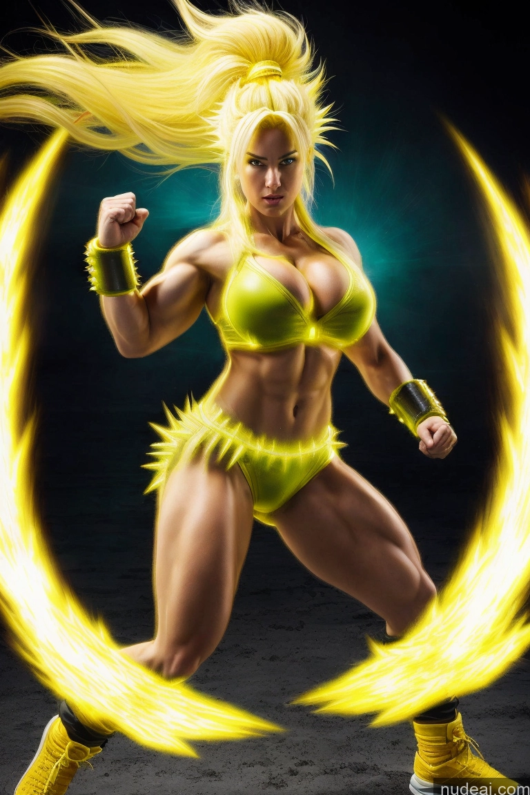 related ai porn images free for Super Saiyan 3 Busty Abs Powering Up Muscular Woman Super Saiyan Neon Lights Clothes: Yellow Martial Arts