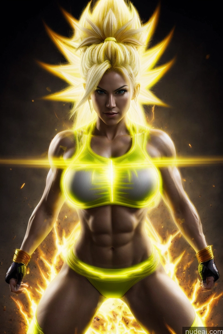 related ai porn images free for Super Saiyan 3 Busty Abs Powering Up Muscular Woman Super Saiyan Neon Lights Clothes: Yellow Martial Arts Science Fiction Style Knight