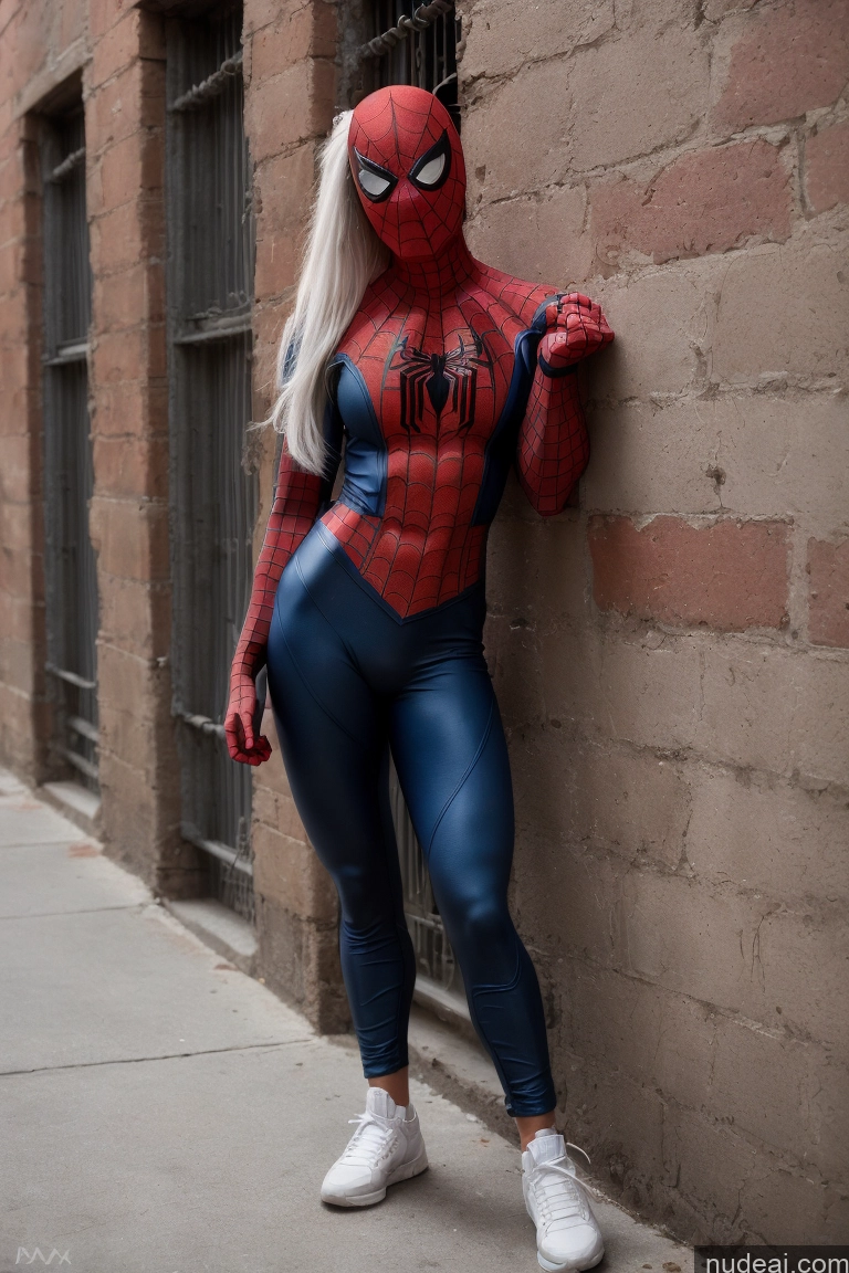 ai nude image of spider - man posing in a tight suit on a city street pics of Black Cat Front View Prison Chain Shackles