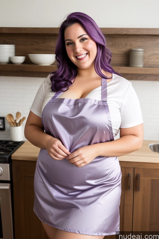 related ai porn images free for Busty Beautiful Thick Chubby Fat 30s Happy Apron Nude Satin Purple Hair