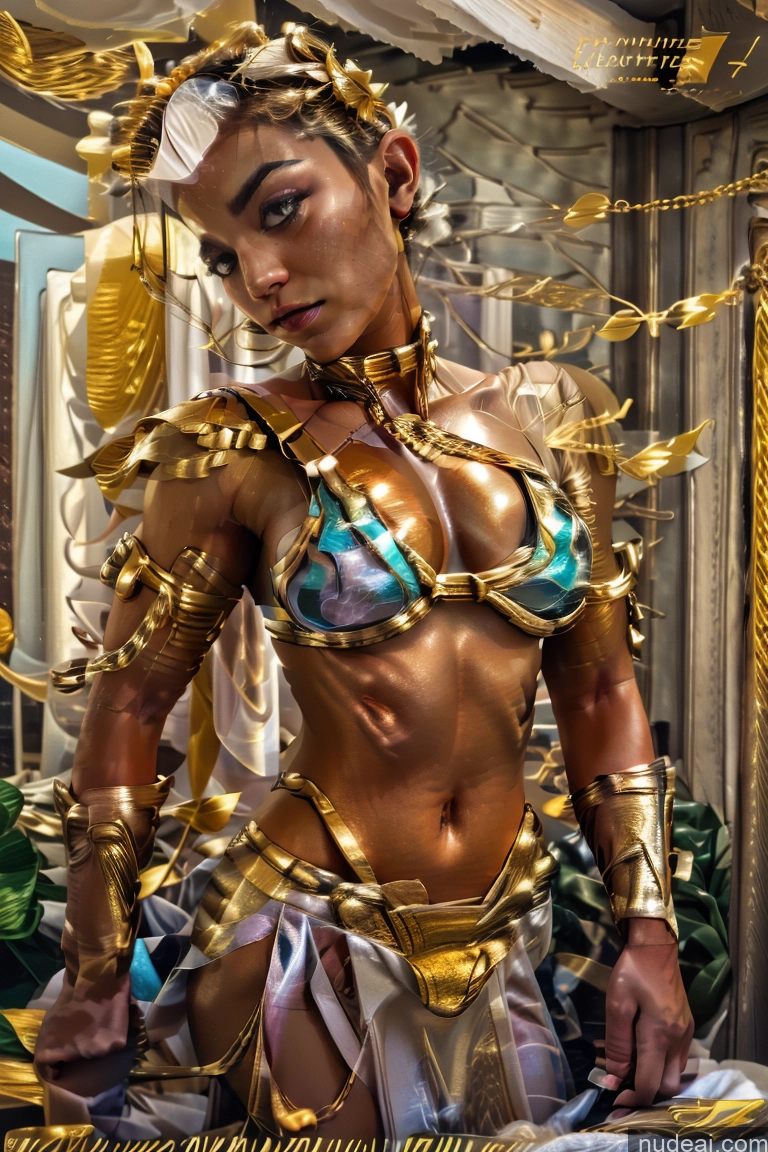 Muscular Superhero Slavekini, Aka Slave Leia Outfit Powering Up Captain Marvel Abs Menstoga, White Robes, In White And Gold Costumem, Gold Headpiece, Gold Belt, Gold Chain Fairy Busty Perfect Boobs Bodybuilder SuperMecha: A-Mecha Musume A素体机娘