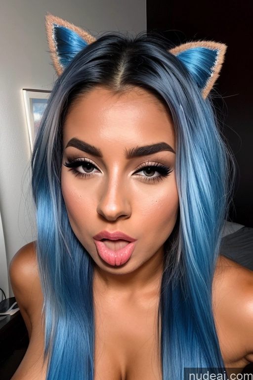 related ai porn images free for Kisses 18 Fake Breasts Busty Tanned Skin Pouting Lips Blue Hair Several Cute Monster Long Hair Cat Demon