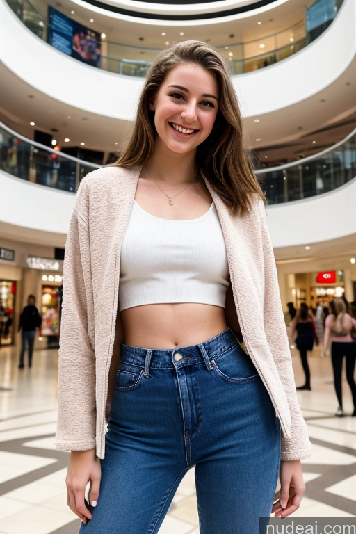 related ai porn images free for One Fairer Skin 18 Happy Brunette Straight British Jeans Front View Sorority Small Tits Tall Skinny Mall Crop Top Jacket