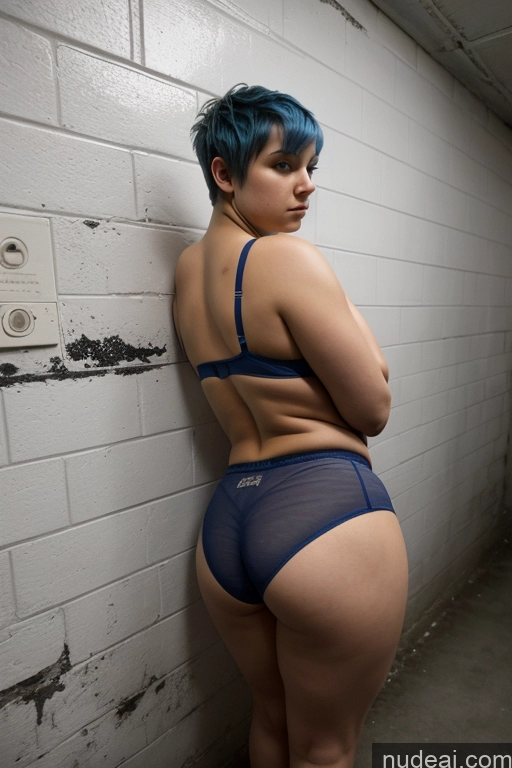 related ai porn images free for Dark Lighting Pixie Blue Hair 18 Prison Shirt Panties Back View Big Hips Big Ass T-pose