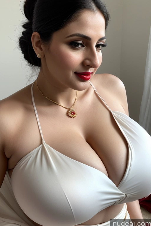 related ai porn images free for Woman One Huge Boobs Beautiful Lipstick Fairer Skin 30s Slicked White Close-up View Sari Cleavage Simple