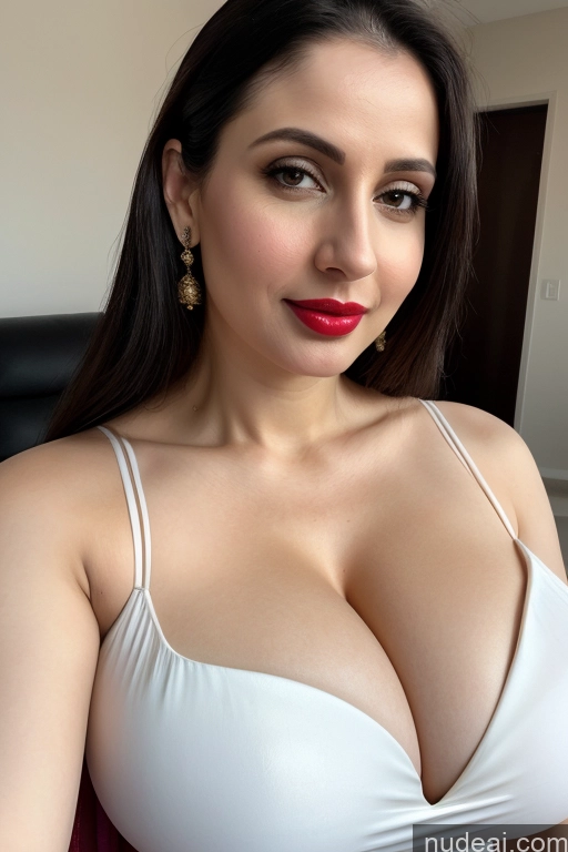 related ai porn images free for Woman One Huge Boobs Beautiful Lipstick Fairer Skin 30s Slicked White Close-up View Sari Simple Cleavage