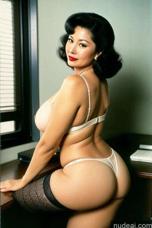 related ai porn images free for Busty Lipstick Black Hair Asian Milf 60s Seductive Vintage Front View Spreading Legs Beautiful Professor