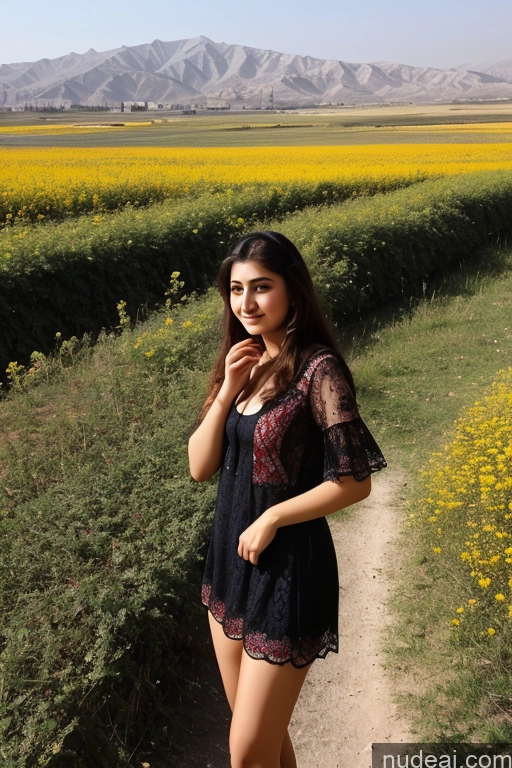 ai nude image of araffe woman in a black dress standing on a dirt road pics of Azerbaijani