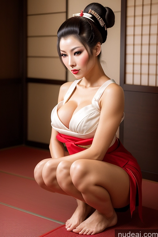 related ai porn images free for Beautiful Skinny 40s Sexy Face Seductive Brunette Squatting Hair Bun Geisha