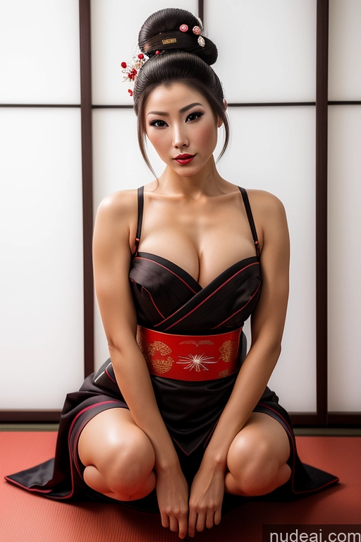 related ai porn images free for Beautiful Skinny 40s Sexy Face Seductive Brunette Squatting Hair Bun Geisha