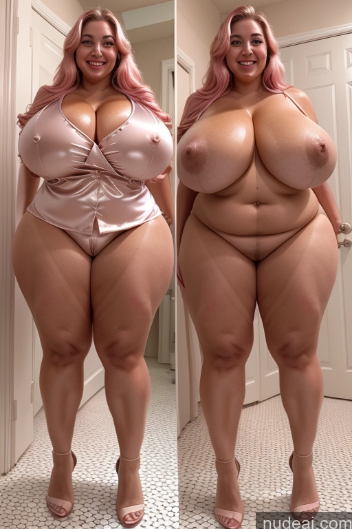 ai nude image of araffe woman with pink hair and big breasts posing in a bathroom pics of Woman Busty Beautiful Lipstick Big Ass Thick Chubby Happy Long Hair Pink Hair Oiled Body Egyptian Bathroom Nude Satin Huge Boobs 30s Onoff Blouse