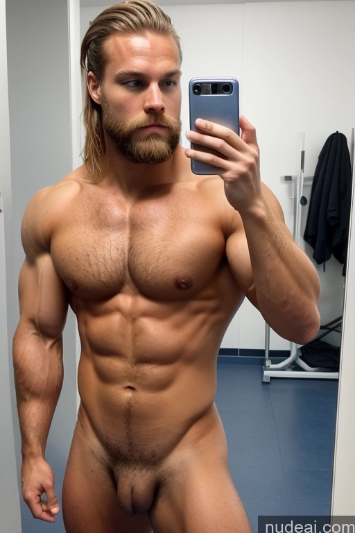 ai nude image of arafed man taking a selfie in a mirror with a cell phone pics of Bodybuilder Hairy Women Pubic Hair Muscular Scandinavian Mirror Selfie Hospital Perfect Boobs Side View