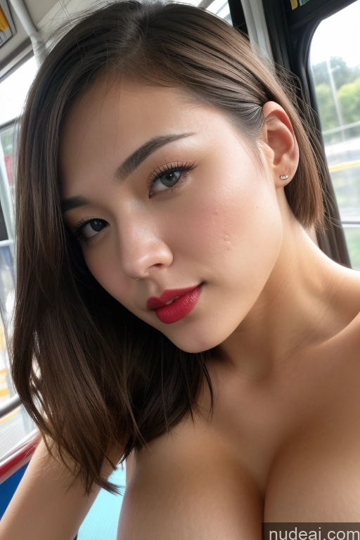 related ai porn images free for Huge Boobs Beautiful Lipstick Fairer Skin One Bobcut Japanese Close-up View Simple Woman Bus Bright Lighting