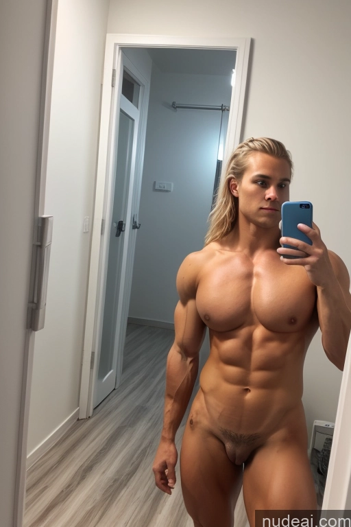 ai nude image of arafed man taking a selfie in a mirror in a bathroom pics of Hairy Women Pubic Hair Muscular Bodybuilder 20s Several Scandinavian Mirror Selfie Hospital Perfect Boobs