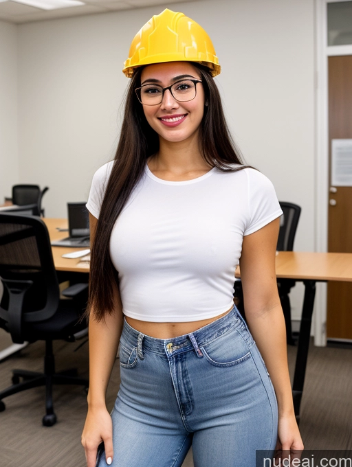 ai nude image of arafed woman in a hard hat and jeans posing for a picture pics of 18 Happy Small Tits Lipstick Small Ass Pubic Hair Fairer Skin Tanned Skin Glasses Perfect Body Front View Long Hair Black Hair Working Out Jeans Blouse Office Construction Worker Secretary Casual Long Legs Tall High Heels