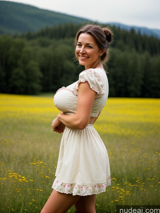 related ai porn images free for One Big Ass 40s Brunette German Dark Lighting Simple Huge Boobs Hair Bun Alternative Milf Happy Vintage Meadow Front View Dirndl