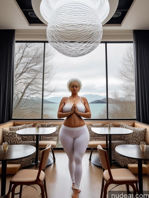 related ai porn images free for Woman Two Huge Boobs Chubby 50s Sexy Face White Hair Curly Hair White Surrealist Cafe Front View Yoga Yoga Pants Topless