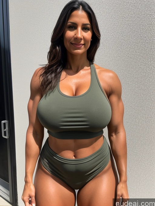 ai nude image of a close up of a woman in a bikini posing for a picture pics of Huge Boobs Big Ass Abs Thick Muscular Big Hips Tanned Skin 40s White Skin Detail (beta) Detailed Tank Top