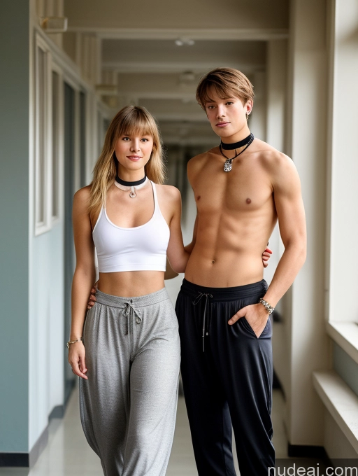 related ai porn images free for Woman + Man Small Tits Small Ass Skinny Perfect Boobs School Hallway 18 Blonde Bangs White Choker Tank Top Harem Pants