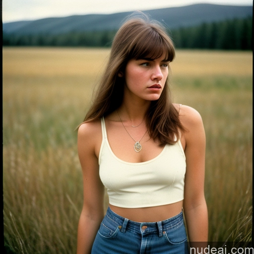 related ai porn images free for Sorority One 18 Angry Brunette White Vintage 70s Jeans Jewelry Detailed Tank Top Bangs Meadow Jeans Undone