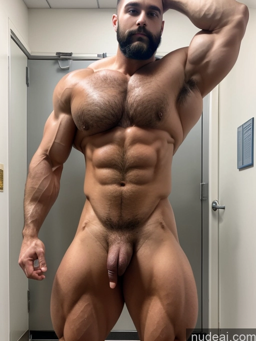 ai nude image of a man with a beard and a hairy body is posing for a picture pics of Hairy Women Pubic Hair Muscular Bodybuilder 20s Hospital Huge Boobs