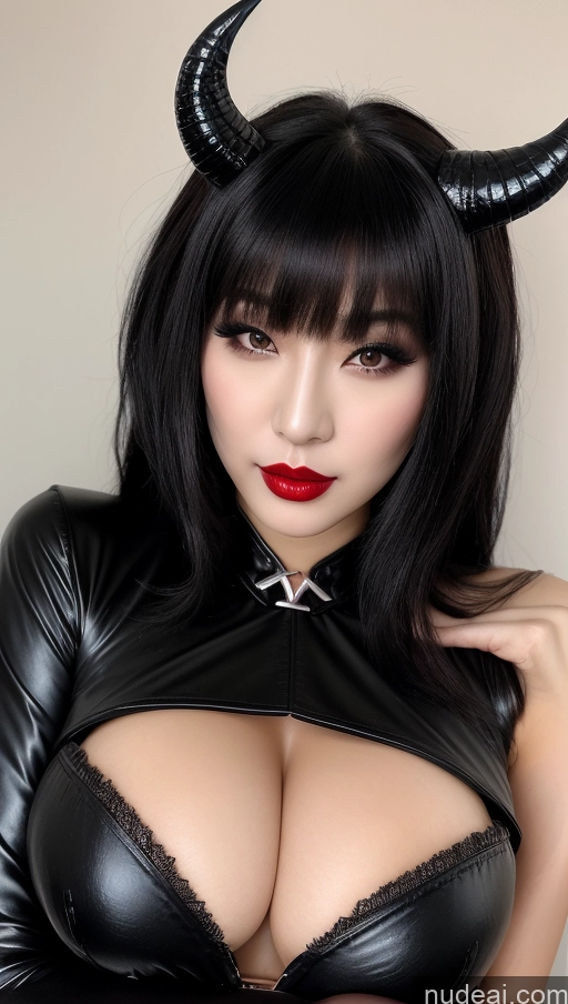 related ai porn images free for Beautiful Lipstick Huge Boobs Sexy Face Seductive Black Hair Slicked Korean Close-up View Devil