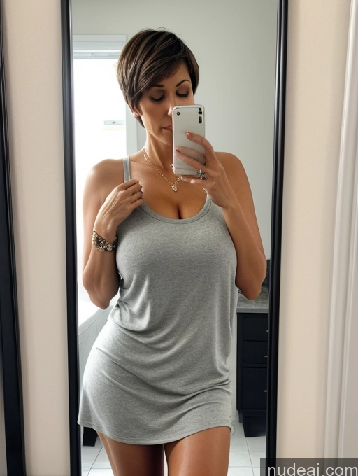 related ai porn images free for Milf One Huge Boobs Big Ass 40s Serious Brunette Short Hair German Mirror Selfie Close-up View Casual Alternative Bathroom