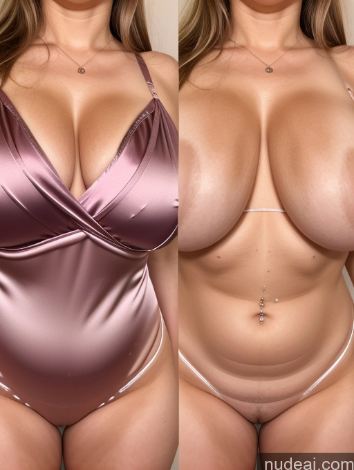 ai nude image of arafed woman with breast implant before and after breast surgery pics of Woman Busty Beautiful Big Ass Thick Big Hips Long Hair Fairer Skin 30s Happy Close-up View Satin Partially Nude Onoff Oiled Body Tanned Skin