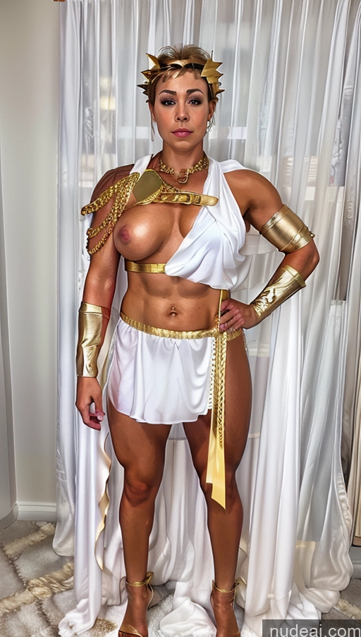 related ai porn images free for Menstoga, White Robes, In White And Gold Costumem, Gold Headpiece, Gold Belt, Gold Chain Superhero Busty Muscular Woman Perfect Boobs