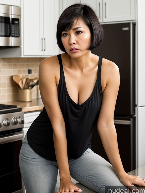 related ai porn images free for Woman Two Beautiful 30s Angry Black Hair Short Hair Indonesian Casual Cleavage Kitchen Short On Back