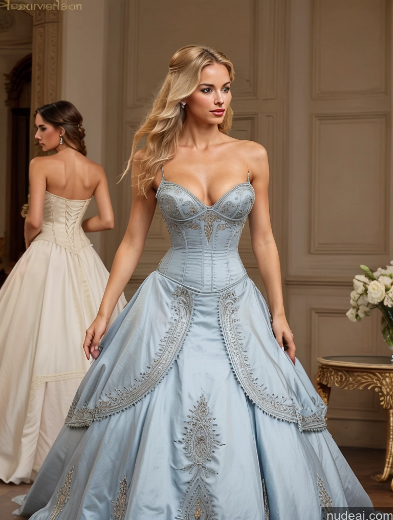 ai nude image of arafed woman in a blue dress standing in a room pics of Elemental Series - Ice Regal Blonde Seductive FairArguementBut Perfect Boobs Haute Couture | Ball Gown Haute Couture V1 Front View Victorian