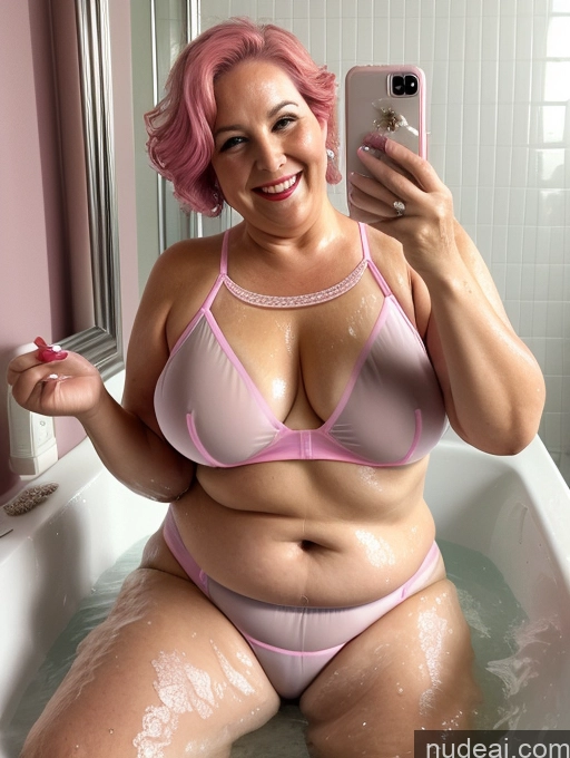 related ai porn images free for One Thick 60s Pink Hair Russian Milf Fat Chubby Happy Mirror Selfie Bathing Mesh