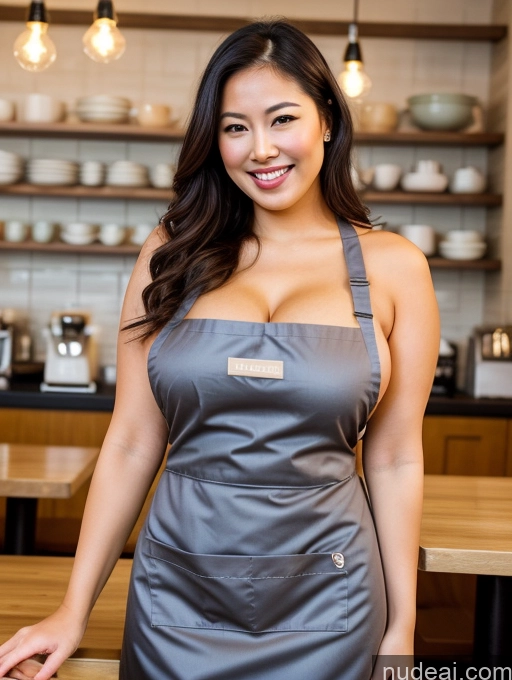 related ai porn images free for Model Busty Beautiful Thick 30s Happy Asian Cafe Nude Apron Cleavage