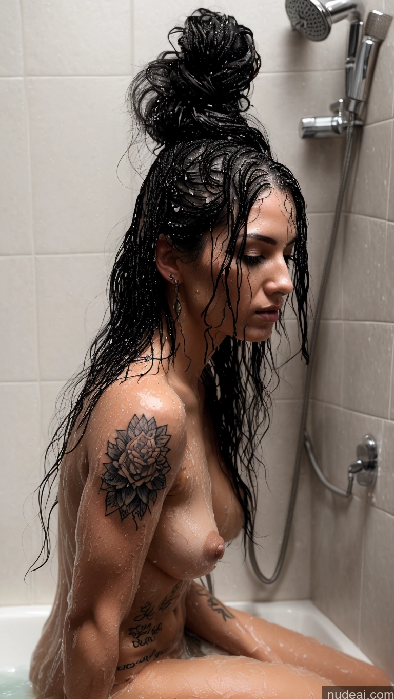 related ai porn images free for Woman One Perfect Body Nude Goth Tattoos Skin Detail (beta) Detailed Bathing Shower Side View White Hair Messy